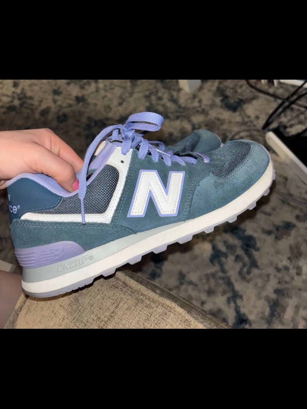 New Balance Teal & Lavender Retro-Inspired 574 Sneaker
